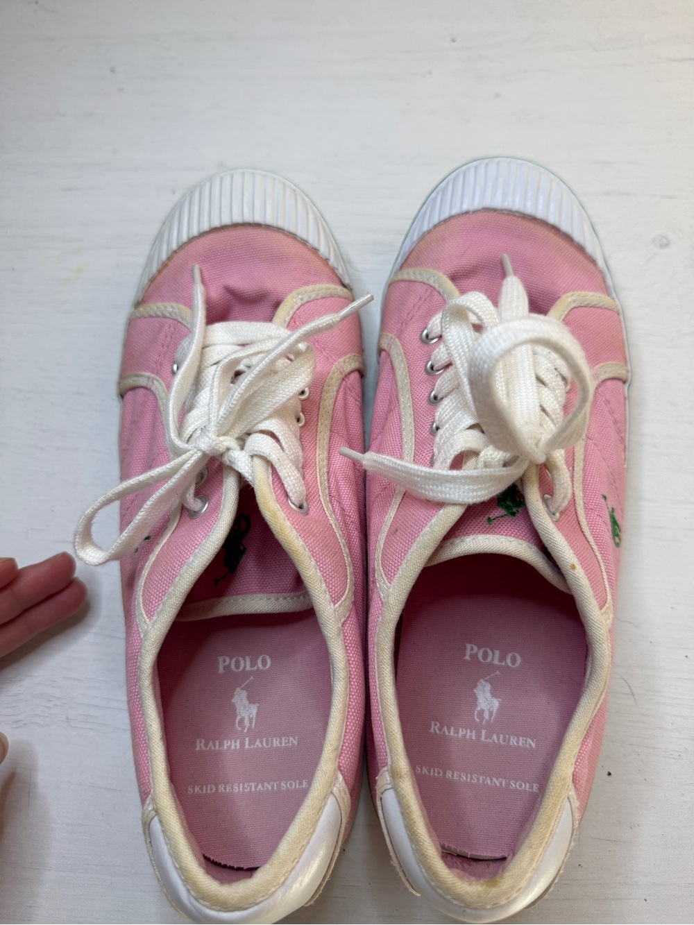 90's Polo Ralph Lauren light pink Canvas sneakers (size 8) vintage preppy Y2K - Picture 10 of 15